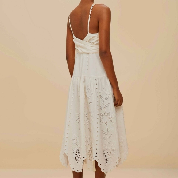 FARM RIO off-white richelieu lenzing™ ecovero™ euroflax™ midi dress, Size Large - Picture 4 of 12